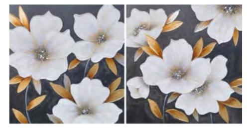 CANVAS 2PC SET ROMANTIC BOTANICALS HAND PRINTED 24"X24"