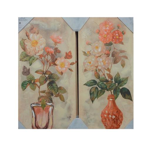 CANVAS GARDEN CUTTINGS 2PC HAND EMBEL 12"x24"