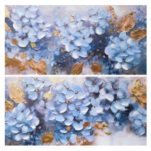 CANVAS 2PC HYDRANGEA HAND EMBELLISHED 12"x24"