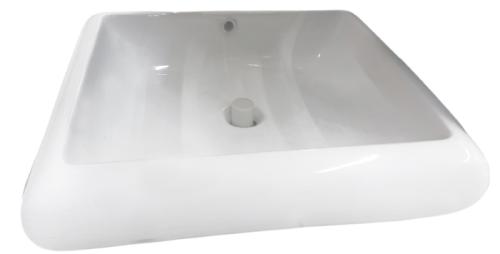 VESSEL BATHROOM SINK W/O.FLOW WHT RECT CERAMIC