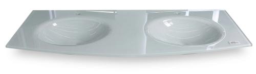 VANITY TOP 60X21 WHITE GLASS TOP DOUBLE
