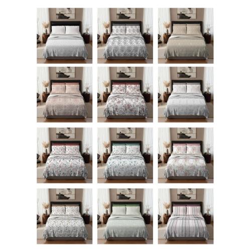 6 Pcs Full Printed Bed Sheet Sets (Assorted)