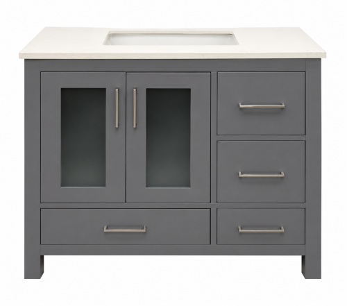BATHROOM VANITY BERLIN ROCK GREY 2DR GLASS 4DRW SOFT CLOSE