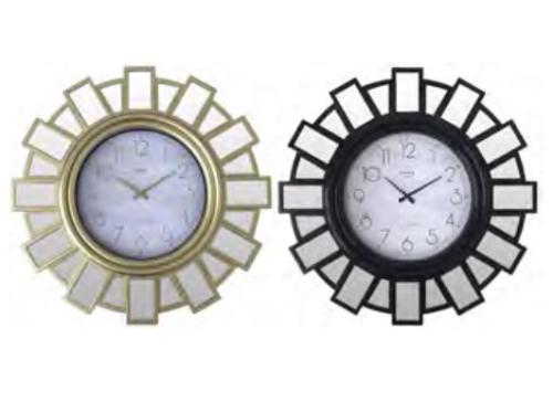 CLOCK 30" SUNBURST MIRROR BLACK & GOLG