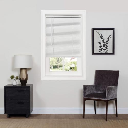 Deluxe Sundown Pearl White Cordless Vinyl Mini Blind – 36" W x 64" L