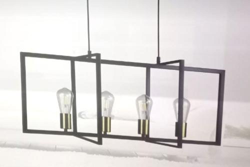 CHANDELIER HANGING LIGHT METAL LINES 4 x E27