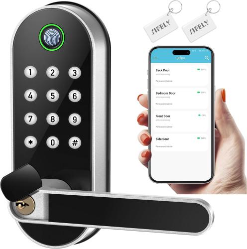 Sifely Keyless Fingerprint Door Lock with Handle & Keypad – Smart Home & Rental Access