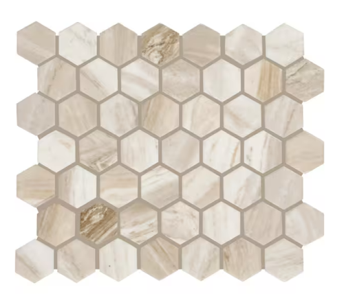 Stone Decor Accents Brisk Beige 10 in. x 12 in. Matte Ceramic Hexagon Mosaic Tile