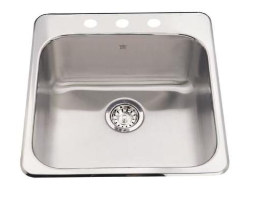 QDL2020-8-3 KINDRED SINGLE BOWL SS KITCHEN SINK 20X20X8 EZ TORQUE