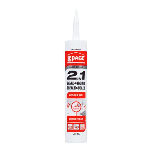 LePage 2In1 Seal & Bond Kitchen & Bath, Clear Sealant, 295 ml Cartridge, Pack of 1