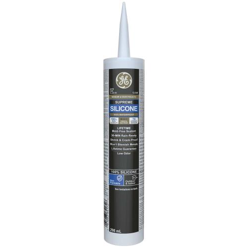 GE Supreme Silicone Window & Door Sealant, Clear, 298 ml Cartridge, Pack of 1