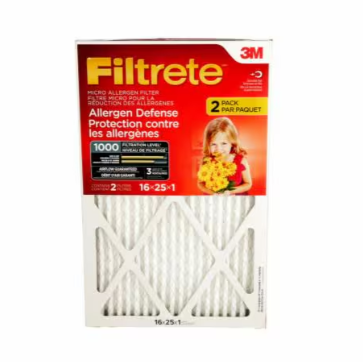 3M FILTER MICRO ALLERGEN MPR1000  16"x25"1" 2PACKS