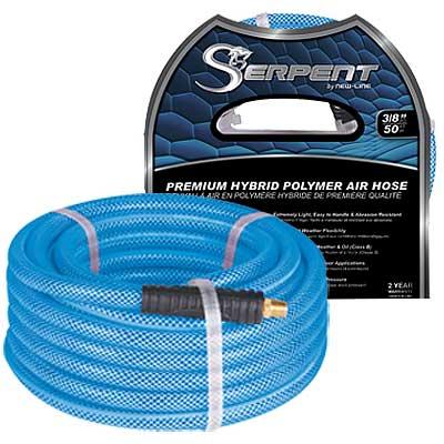 3/8" X 100' BLUE/CLEAR SERP AIR HOSE w/1/4" MALE NPT CRIMP