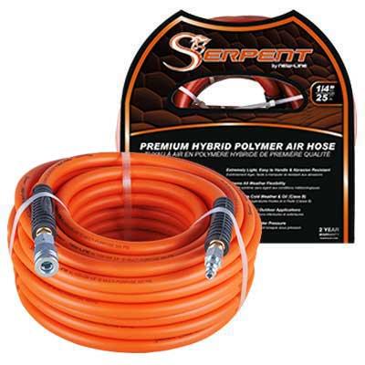 3/8" X 100FT ORANGE SERPENT AIR HOSE w/1/4" MALE NPT CRIMP