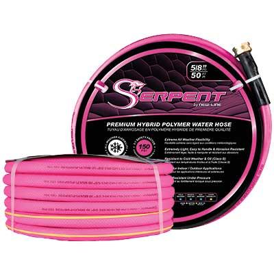 5/8" X 25FT PINK SERPENT GARDEN HOSE 150 PSI w/MxF GHT