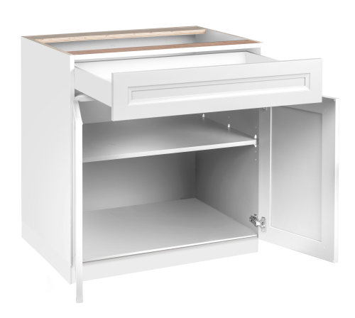 30" BASE CABINET (OW)  2 DOORS   1 DRAWER   STOCK WHITE SHAKER (KD UNIT)
