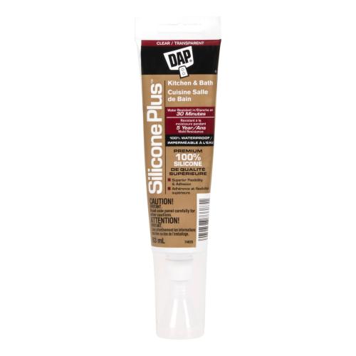 SILICONE PLUS™ Advanced 100% Silicone Kitchen & Bath Sealant – Clear, 83 mL, Squeeze Tube