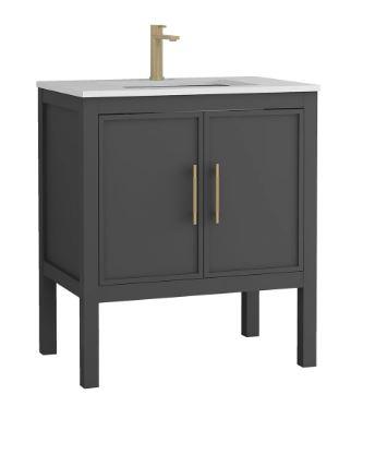 CORDOBA 30"X21" WHITE/BLACK VANITY C/W TOP