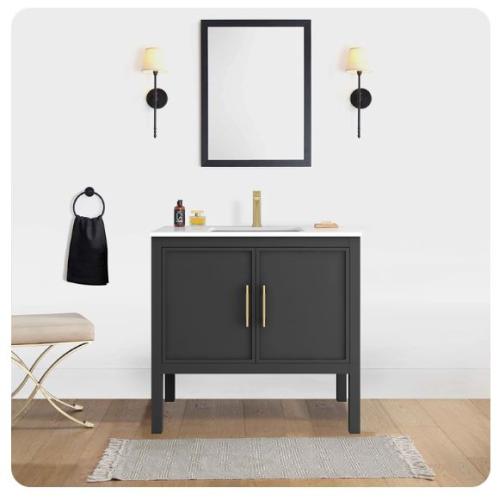 CORDOBA 36"X21" WHITE/BLACK VANITY C/W TOP