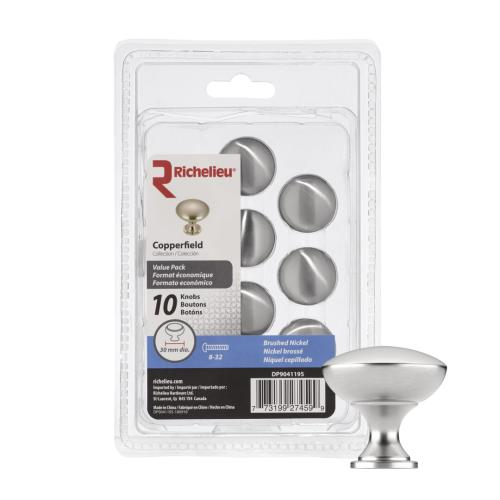 METAL KNOB 30MM 8/32 BR NKL (R)