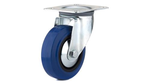 CASTER:4"SWIV BLU RUBBER (R)