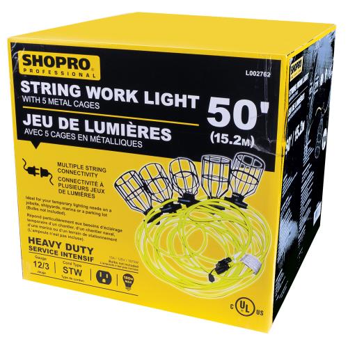 SHOPRO STRING LIGHT 50' 5 METAL CAGE