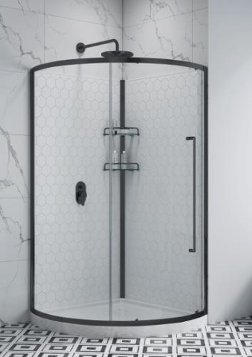 MARBELLA 38"X38"X77" SHOWER KIT BLK DOOR 6MM ACRYLIC UNIT