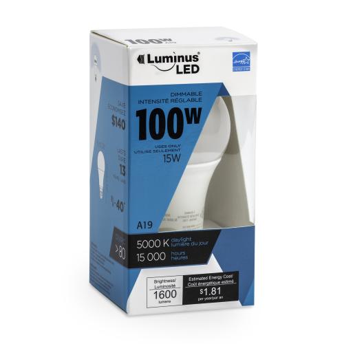 LUMINUS LED 15W OMNI A19 5000K DIM 1/PK