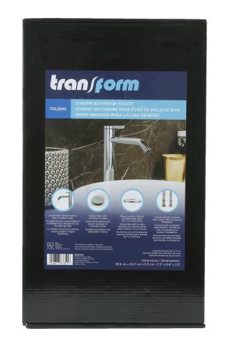 TOLEDO BRASS B/ROOM FAUCET CHROME TRANFORM