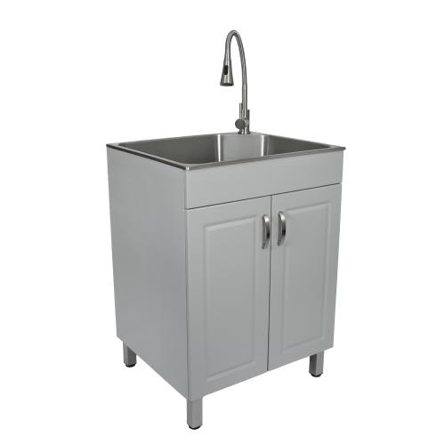LAUNDRY COMBO CABINET MATT GREY C/W WITH SINK AND FAUCET