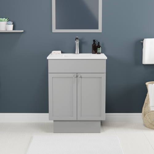CONGLOM VANITY 24X18 GREY C/W TOP