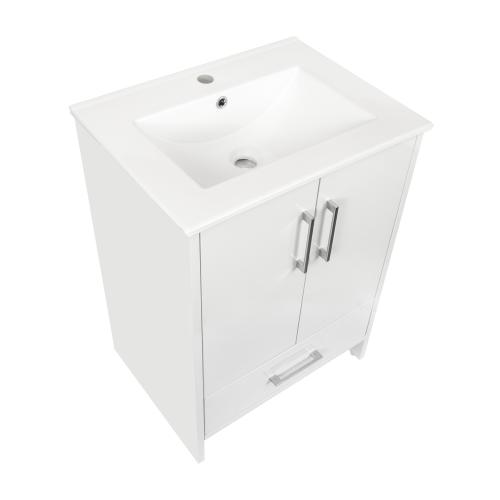 VANITY HENRY WHITE ACRYLIC 2DR 1 DWR W/SINK
