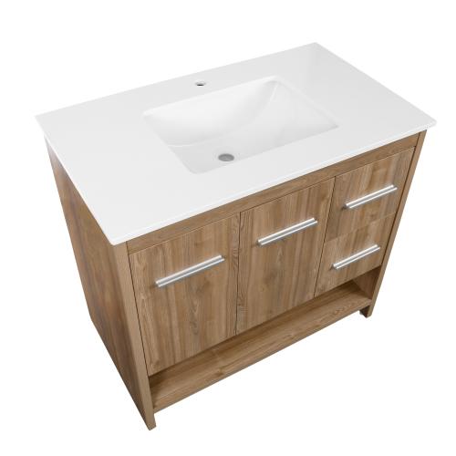VANITY RAMO MELAMINE OAK 2DR 2DWR C/W TOP