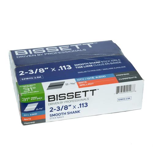 BISSETT 2 3/8" 31DEG SMOOTH BRITE NAILS (2.5m)