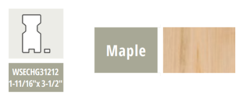 8' MAPLE CHAMFER TOP RAIL 1/2" FILLET