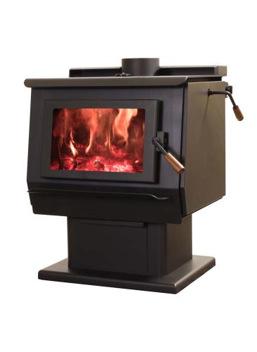 PRINCESS 32 WOOD STOVE WITH PEDESTAL, ASH DRAWER AND PAINTED BLACK DOOR