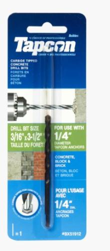 3/16 X 3-1/2 TAP DRILL BIT