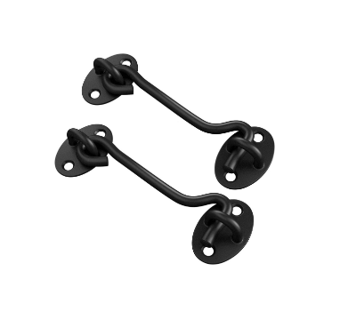 NUVO IRON BLK H/DUTY HOOK AND EYE LATCH 2PACK