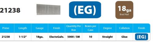 18GA 1 1/2" BRAD NAIL GALV 5M