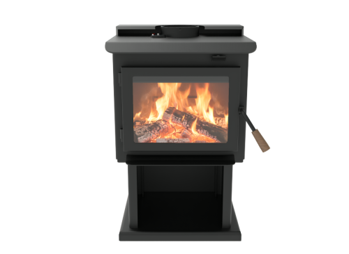 SENTRY S14 PEDESTAL WOOD STOVE WITH BLACK GLASS DOOR