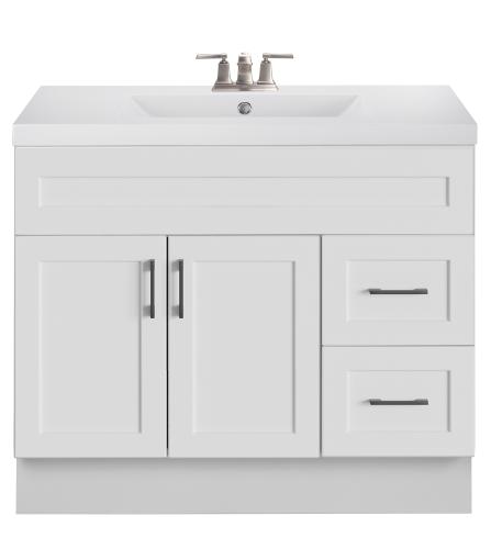 36"X21" (OW)VANITY STOCK WHITE SHAKER 2 DOORS   2 DRAWERS RH (KD UNIT)