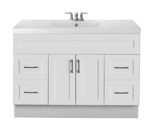 48"X21" (OW)VANITY STOCK WHITE SHAKER 2 DOORS   4 DRAWERS (KD UNIT)
