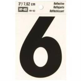 NUMBER HOUSE 6 3IN REFL BLK