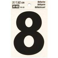 NUMBER HOUSE 8 3IN REFL BLK