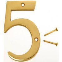 NUMBER HOUSE 5 SB 4IN POL BRS