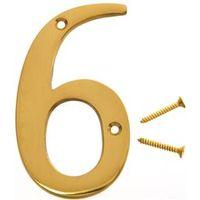 NUMBER HOUSE 6 SB 4IN POL BRS
