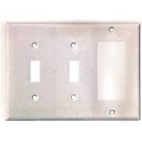 WALLPLATE 3G 2TGL/DECR STD WHT