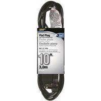 CORD FLAT EXT BLK 3OUT 10FT
