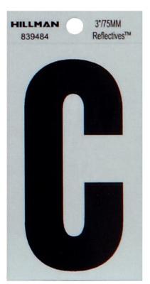3" BLK Refl Letter C