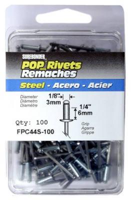 100PK 1/8"D STL RIVET